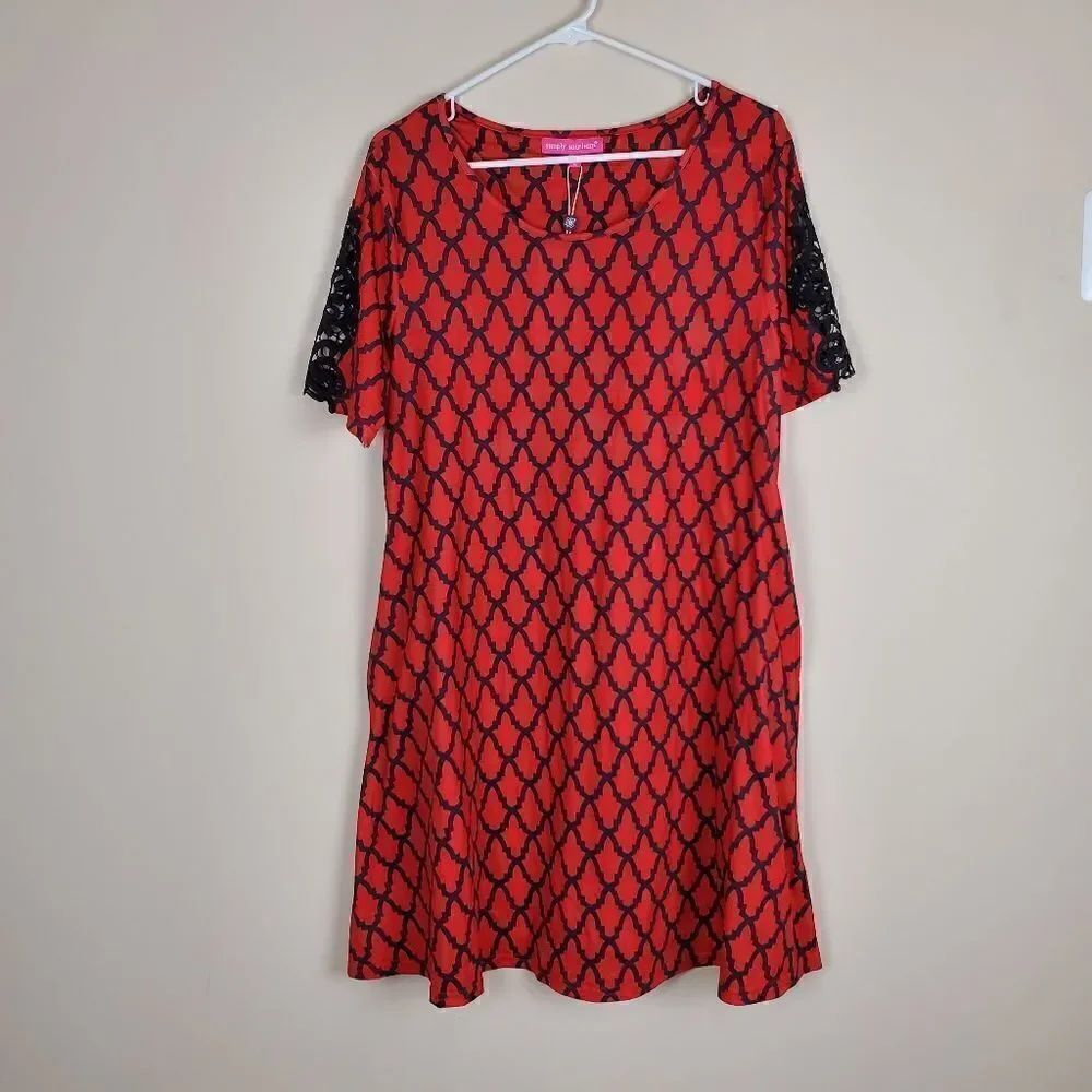 Simply Southern Red & Black Tail Gateders Dress Size Large